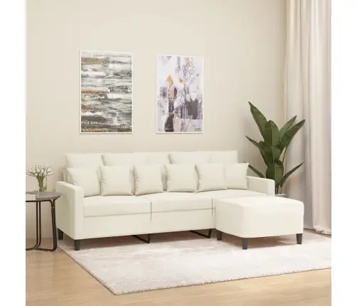 Trīsvietīgs Dīvāns Ar Kājsoliņu, 180 Cm, Krēmkrāsas Samts Vidaxl