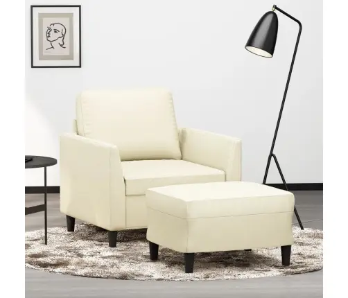 Krėslas Su Pakoja, Kreminės Spalvos, 60cm Dirbtinė Oda