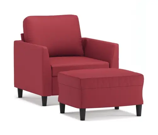 Atpūtas Krēsls Ar Kājsoliņu, 60 Cm, Vīnsarkana Mākslīgā Āda Vidaxl