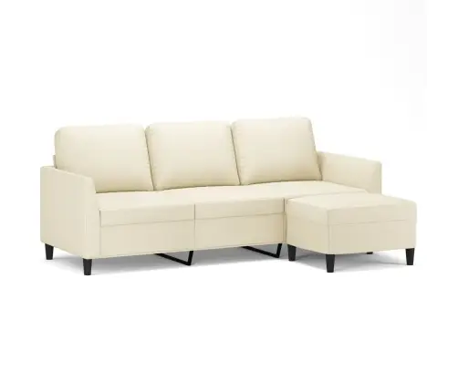 Trivietė Sofa Su Pakoja, Kreminės Spalvos, 180cm Dirbtinė Oda