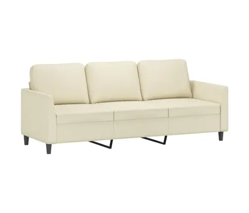 Trivietė Sofa Su Pakoja, Kreminės Spalvos, 180cm Dirbtinė Oda