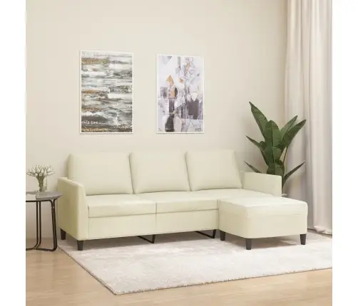 Trivietė Sofa Su Pakoja, Kreminės Spalvos, 180cm Dirbtinė Oda