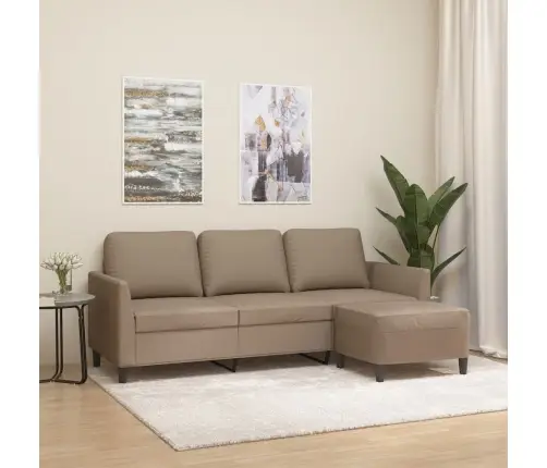 Trivietė Sofa Su Pakoja, Kapučino Spalvos, 180cm Dirbtinė Oda
