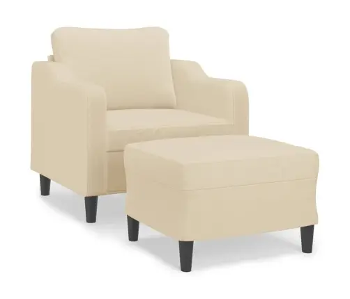 Atpūtas Krēsls Ar Kājsoliņu, 60 Cm, Krēmkrāsas Audums Vidaxl