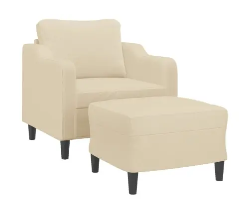 Atpūtas Krēsls Ar Kājsoliņu, 60 Cm, Krēmkrāsas Audums Vidaxl