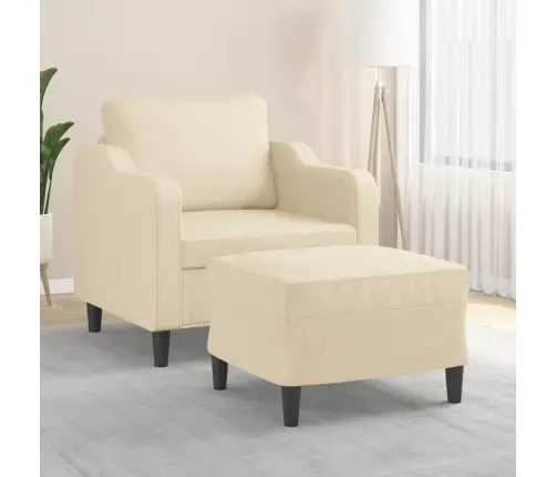 Atpūtas Krēsls Ar Kājsoliņu, 60 Cm, Krēmkrāsas Audums Vidaxl