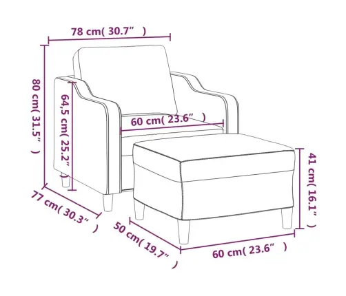 Atpūtas Krēsls Ar Kājsoliņu, 60 Cm, Pelēkbrūns Audums Vidaxl