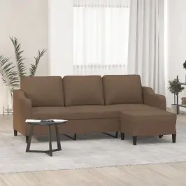 Trivietė Sofa Su Pakoja, Rudos Spalvos, 180cm Audinys
