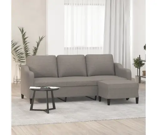 Trīsvietīgs Dīvāns Ar Kājsoliņu, 180 Cm, Pelēkbrūns Audums Vidaxl