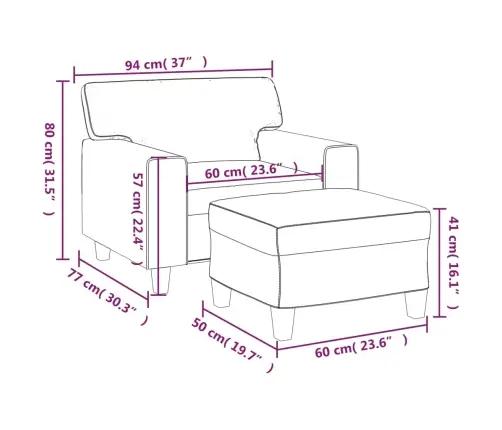 Atpūtas Krēsls Ar Kājsoliņu, 60 Cm, Melna Mākslīgā Āda Vidaxl