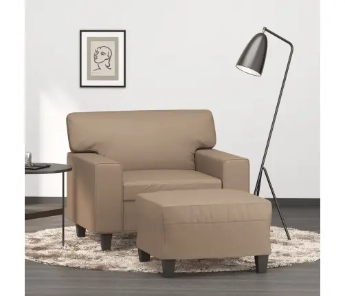 Atpūtas Krēsls Ar Kājsoliņu, 60Cm, Kapučīno Krāsas Mākslīgā Āda Vidaxl