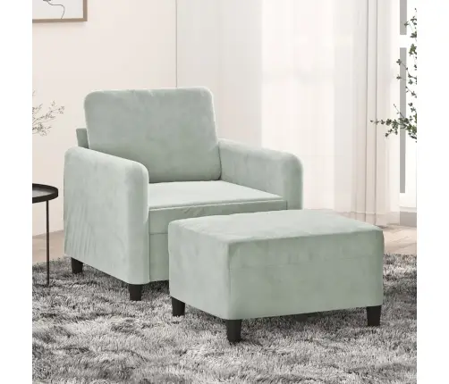 Krėslas Su Pakoja, Šviesiai Pilkos Spalvos, 60cm Aksomas