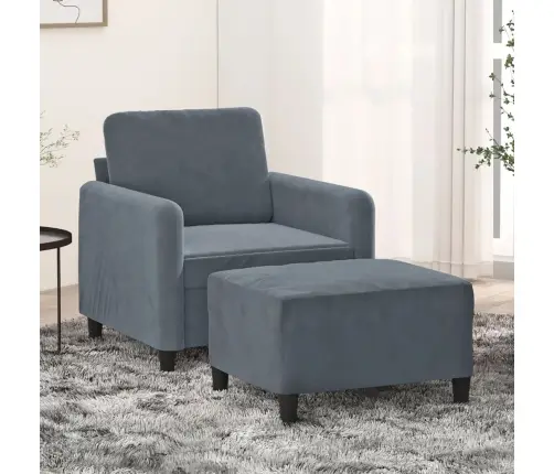 Atpūtas Krēsls Ar Kājsoliņu, 60 Cm, Tumši Pelēks Samts Vidaxl