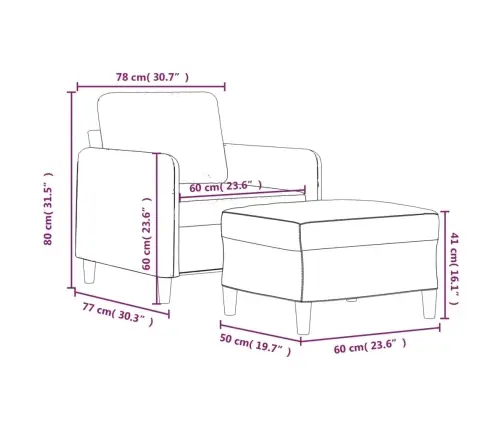 Atpūtas Krēsls Ar Kājsoliņu, 60 Cm, Brūns Samts Vidaxl