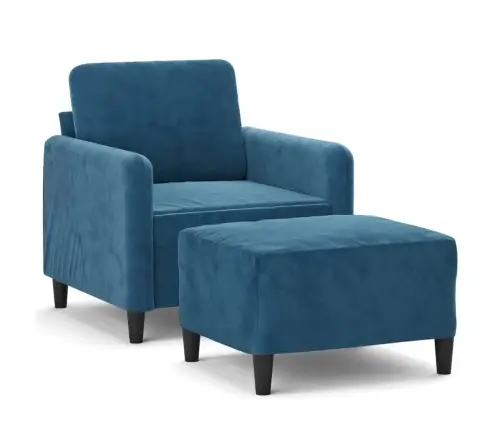 Krėslas Su Pakoja, Mėlynos Spalvos, 60cm Aksomas