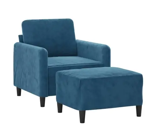 Krėslas Su Pakoja, Mėlynos Spalvos, 60cm Aksomas