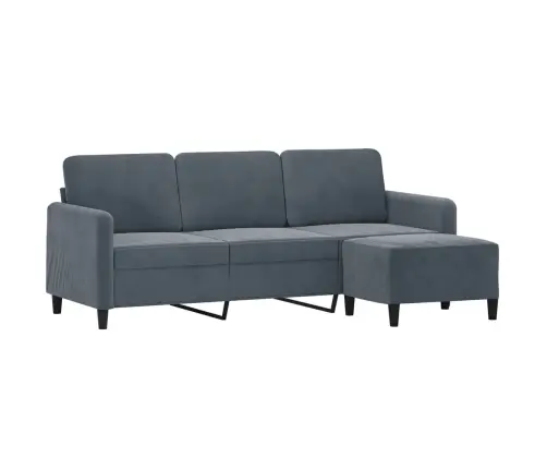 Trivietė Sofa Su Pakoja, Tamsiai Pilkos Spalvos, 180cm Aksomas