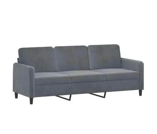Trivietė Sofa Su Pakoja, Tamsiai Pilkos Spalvos, 180cm Aksomas