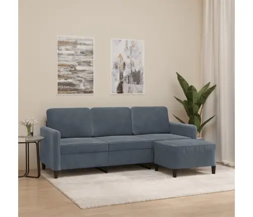 Trivietė Sofa Su Pakoja, Tamsiai Pilkos Spalvos, 180cm Aksomas