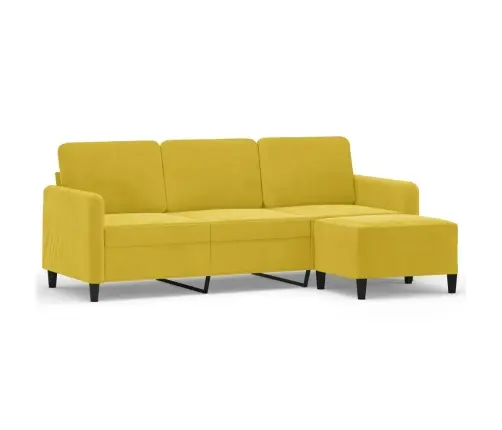 Trivietė Sofa Su Pakoja, Geltonos Spalvos, 180cm Aksomas