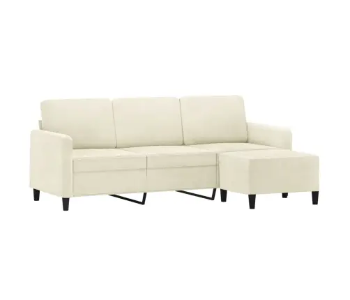 Trīsvietīgs Dīvāns Ar Kājsoliņu, 180 Cm, Krēmkrāsas Samts Vidaxl