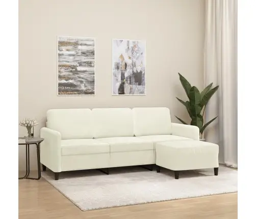 Trīsvietīgs Dīvāns Ar Kājsoliņu, 180 Cm, Krēmkrāsas Samts Vidaxl