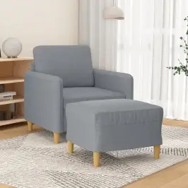Atpūtas Krēsls Ar Kājsoliņu, 60 Cm, Gaiši Pelēks Audums Vidaxl