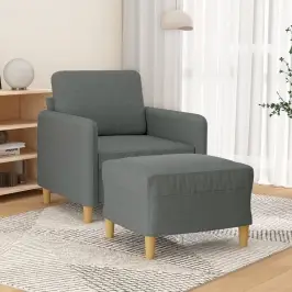 Atpūtas Krēsls Ar Kājsoliņu, 60 Cm, Tumši Pelēks Audums Vidaxl