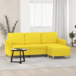 Trivietė Sofa Su Pakoja, Šviesiai Geltona, 180cm Audinys