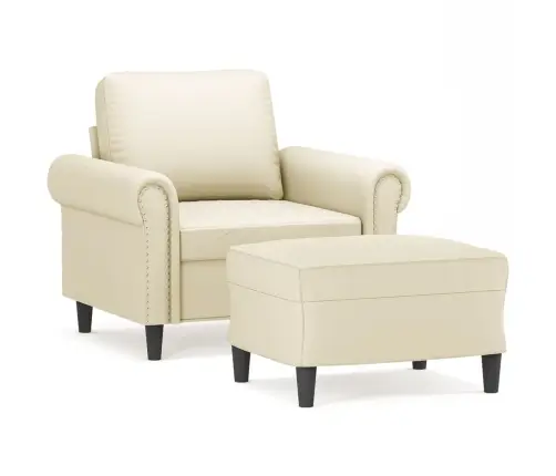 Atpūtas Krēsls Ar Kājsoliņu, 60 Cm, Krēmkrāsas Mākslīgā Āda Vidaxl