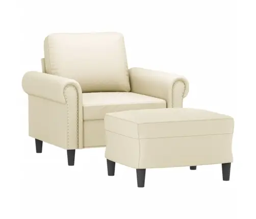 Atpūtas Krēsls Ar Kājsoliņu, 60 Cm, Krēmkrāsas Mākslīgā Āda Vidaxl