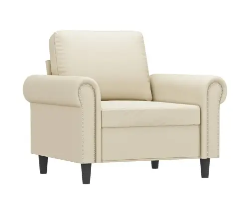 Atpūtas Krēsls Ar Kājsoliņu, 60 Cm, Krēmkrāsas Mākslīgā Āda Vidaxl