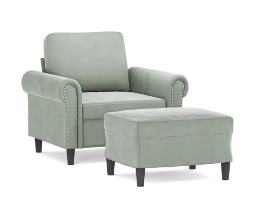 Atpūtas Krēsls Ar Kājsoliņu, 60 Cm, Gaiši Pelēks Samts Vidaxl