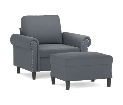 Atpūtas Krēsls Ar Kājsoliņu, 60 Cm, Tumši Pelēks Samts Vidaxl