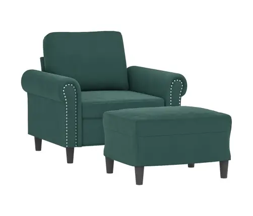 Atpūtas Krēsls Ar Kājsoliņu, 60 Cm, Tumši Zaļš Samts Vidaxl