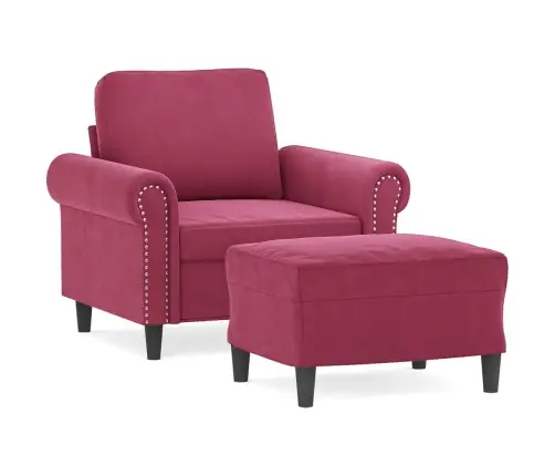 Krėslas Su Pakoja, Raudonojo Vyno Spalvos, 60cm Aksomas