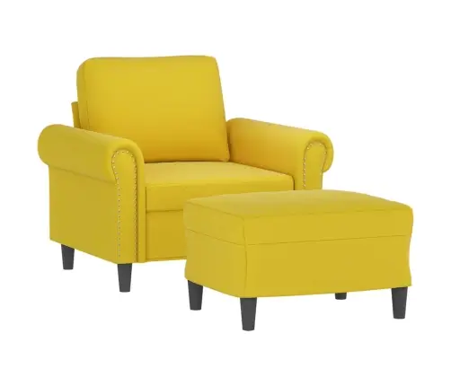 Atpūtas Krēsls Ar Kājsoliņu, 60 Cm, Dzeltens Samts Vidaxl