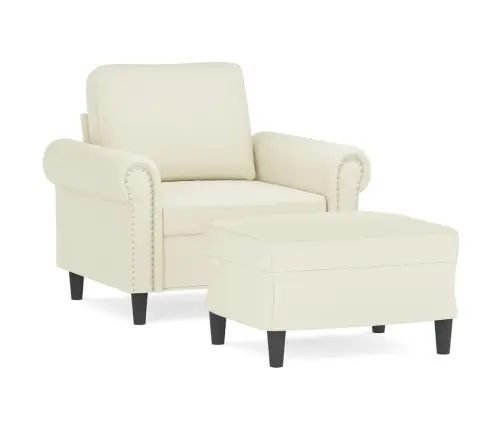 Atpūtas Krēsls Ar Kājsoliņu, 60 Cm, Krēmkrāsas Samts Vidaxl