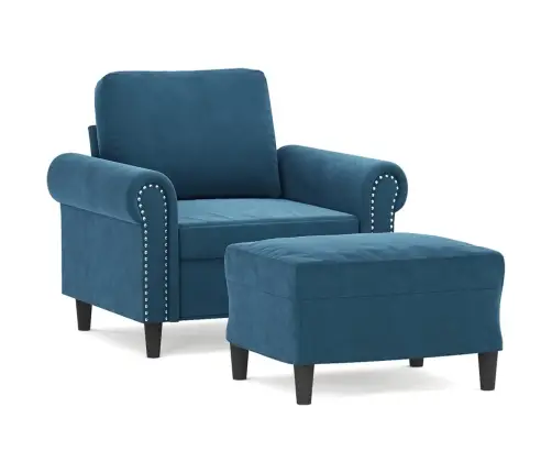 Atpūtas Krēsls Ar Kājsoliņu, 60 Cm, Zils Samts Vidaxl