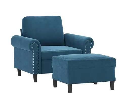 Atpūtas Krēsls Ar Kājsoliņu, 60 Cm, Zils Samts Vidaxl