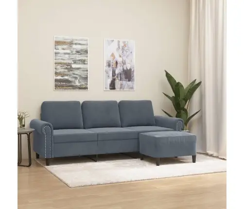 Trīsvietīgs Dīvāns Ar Kājsoliņu, 180 Cm, Tumši Pelēks Samts Vidaxl Trīsvietīgs Dīvāns Ar Kājsoliņu, 180 Cm, Tumši Pelēks Samts Vidaxl