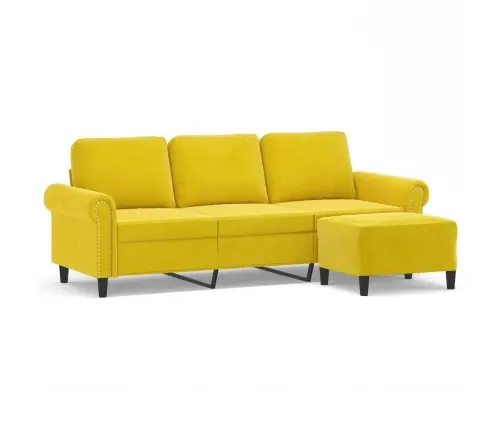 3-Kohaline Diivan Jalapingiga, Kollane, 180 cm Samet