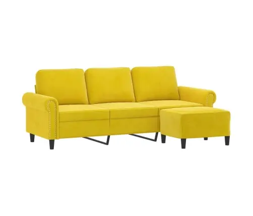 3-Kohaline Diivan Jalapingiga, Kollane, 180 cm Samet