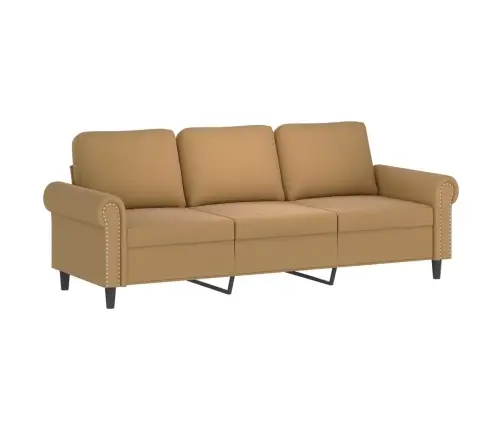 Trivietė Sofa Su Pakoja, Rudos Spalvos, 180cm Aksomas