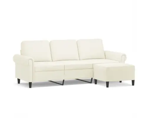 Trīsvietīgs Dīvāns Ar Kājsoliņu, 180 Cm, Krēmkrāsas Samts Vidaxl