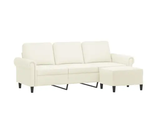 Trīsvietīgs Dīvāns Ar Kājsoliņu, 180 Cm, Krēmkrāsas Samts Vidaxl