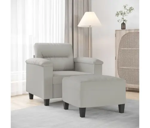 Atpūtas Krēsls Ar Kājsoliņu, 60 Cm, Pelēks Mikrošķiedras Audums Vidaxl