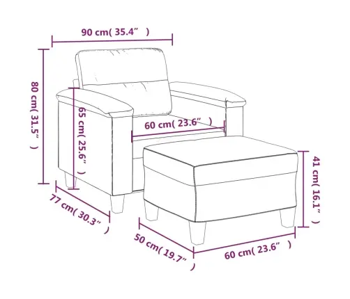 Atpūtas Krēsls Ar Kājsoliņu, 60 Cm, Melns Mikrošķiedras Audums Vidaxl