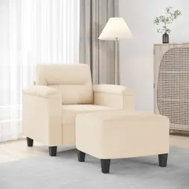Atpūtas Krēsls Ar Kājsoliņu, 60 Cm, Bēšs Mikrošķiedras Audums Vidaxl Atpūtas Krēsls Ar Kājsoliņu, 60 Cm, Bēšs Mikrošķiedras Audums Vidaxl