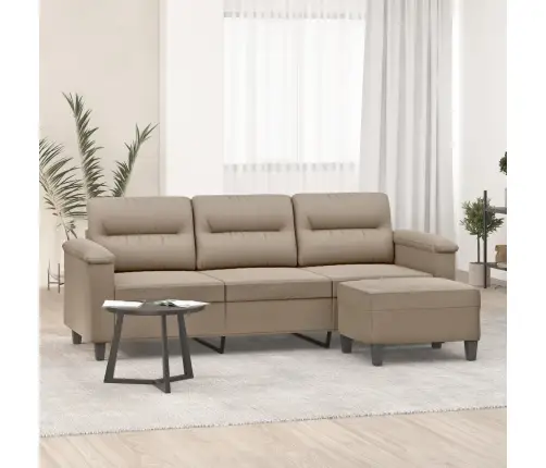 Trīsvietīgs Dīvāns Ar Kājsoliņu, 180 Cm, Pelēkbrūns Audums Vidaxl